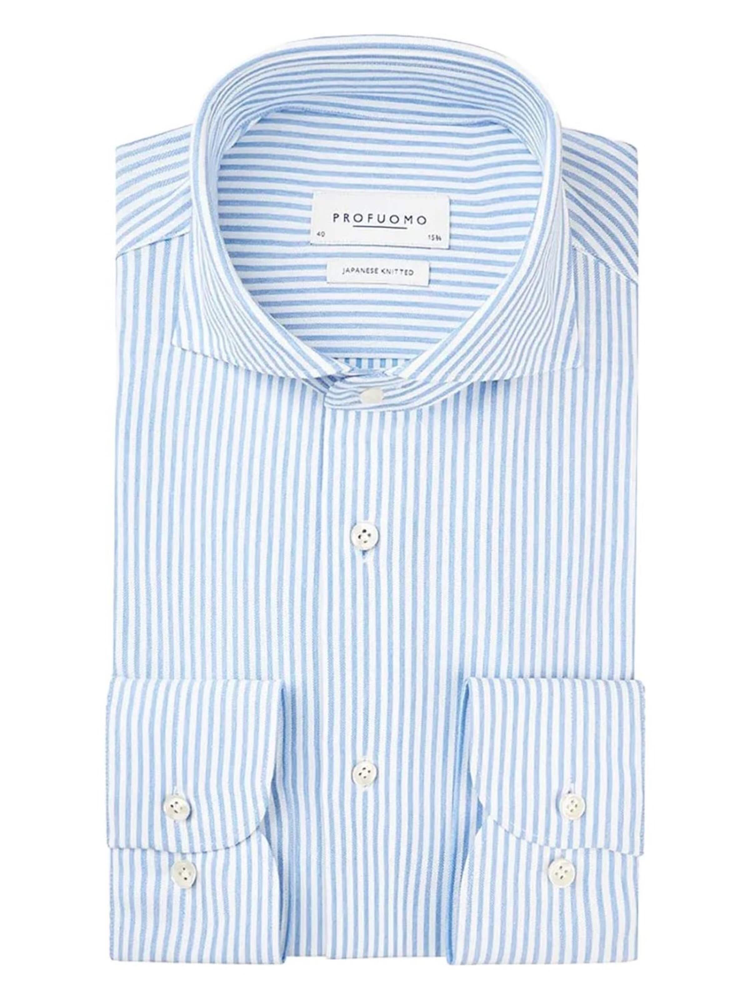 Profuomo Button Up Shirt 'Japanese Knitted' in Blue: front