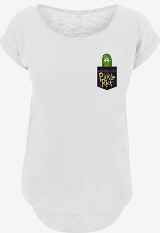 Maglietta 'Rick And Morty Pickle Rick Faux Pocket' di F4NT4STIC in bianco: frontale