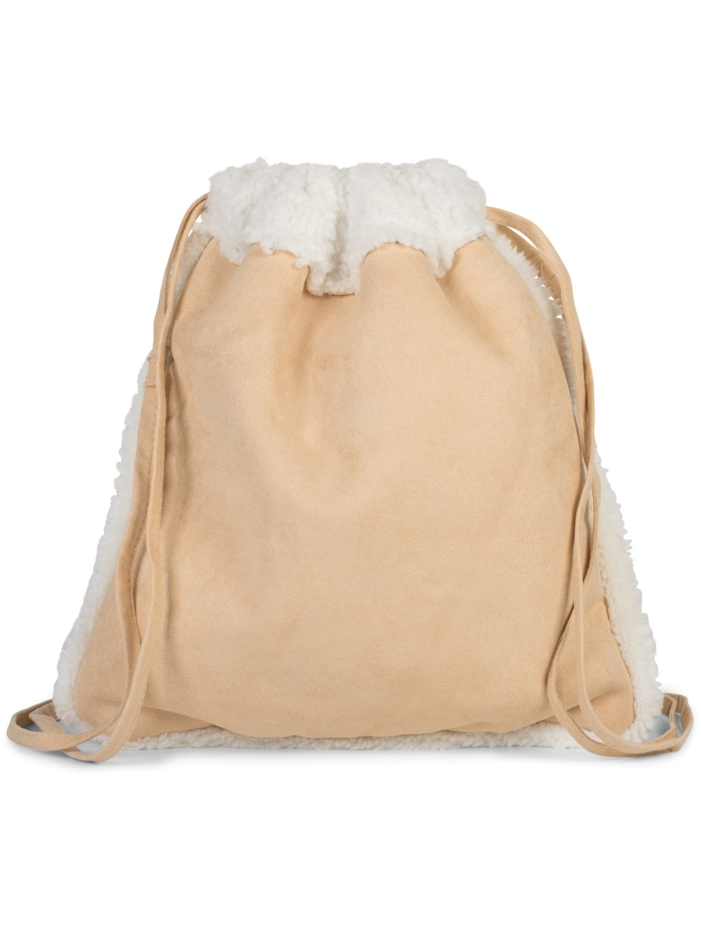 styleBREAKER Turnbeutel 'Turnbeutel mit Teddyfell Futter'‌‌ in Braun: Vorderseite