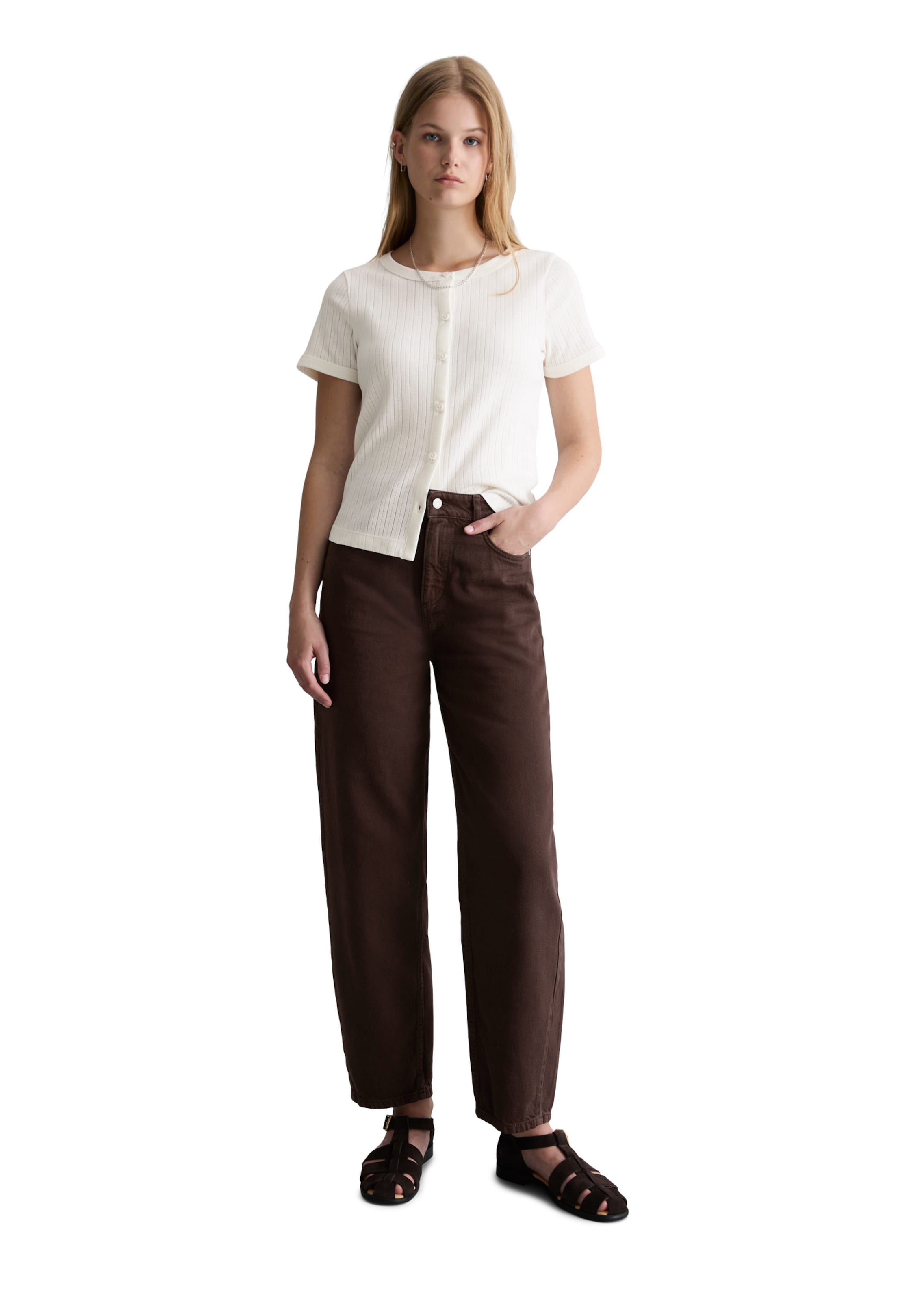 Marc O'Polo DENIM Regular Jeans in Bruin: voorkant