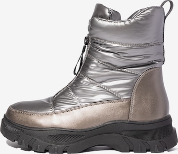 CESARE GASPARI Lace-Up Boots in Silver: front