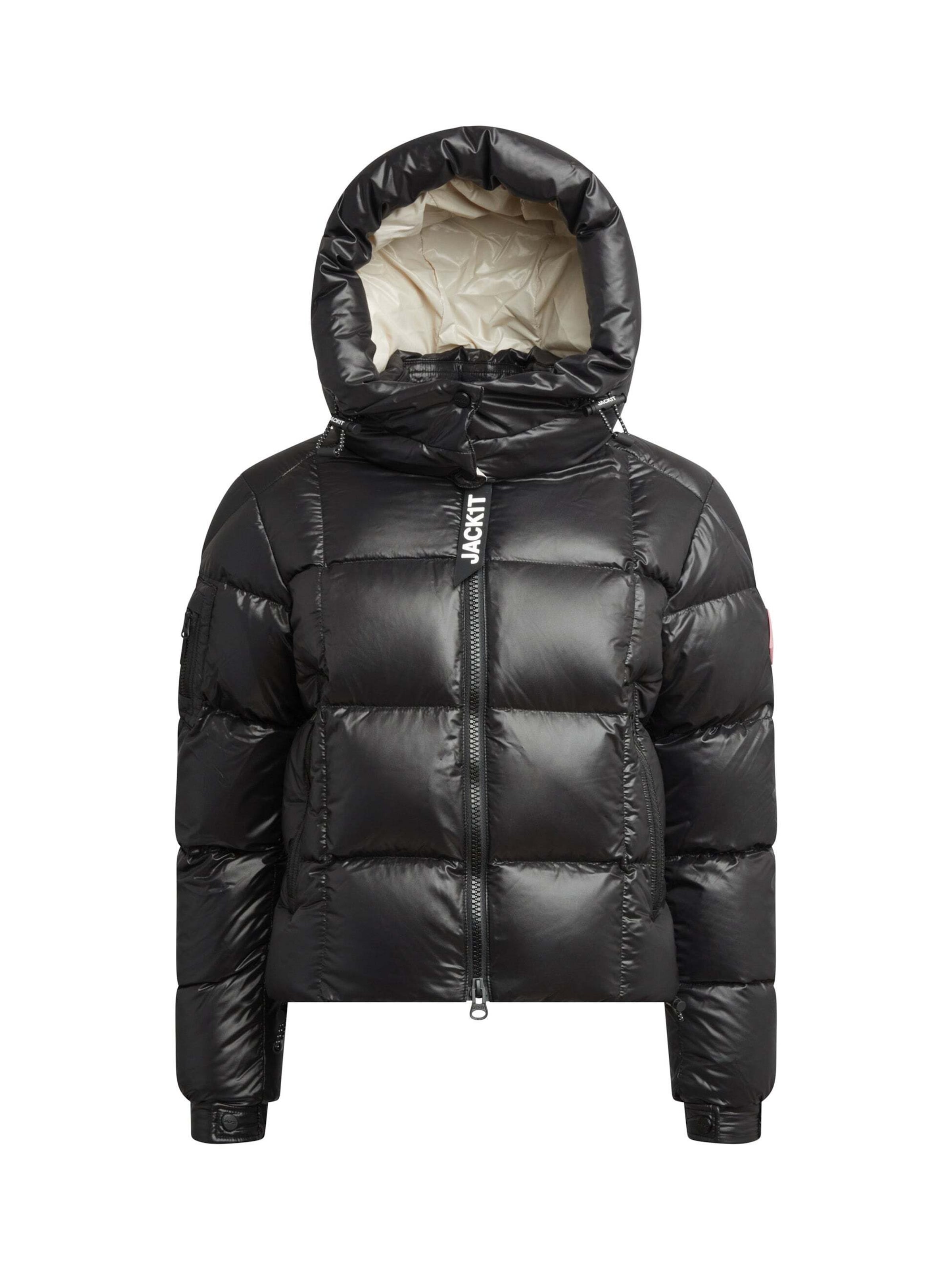 Giacca per outdoor ' EZ Boxed Crop Puffer Lux ' di JACK1T in nero: frontale
