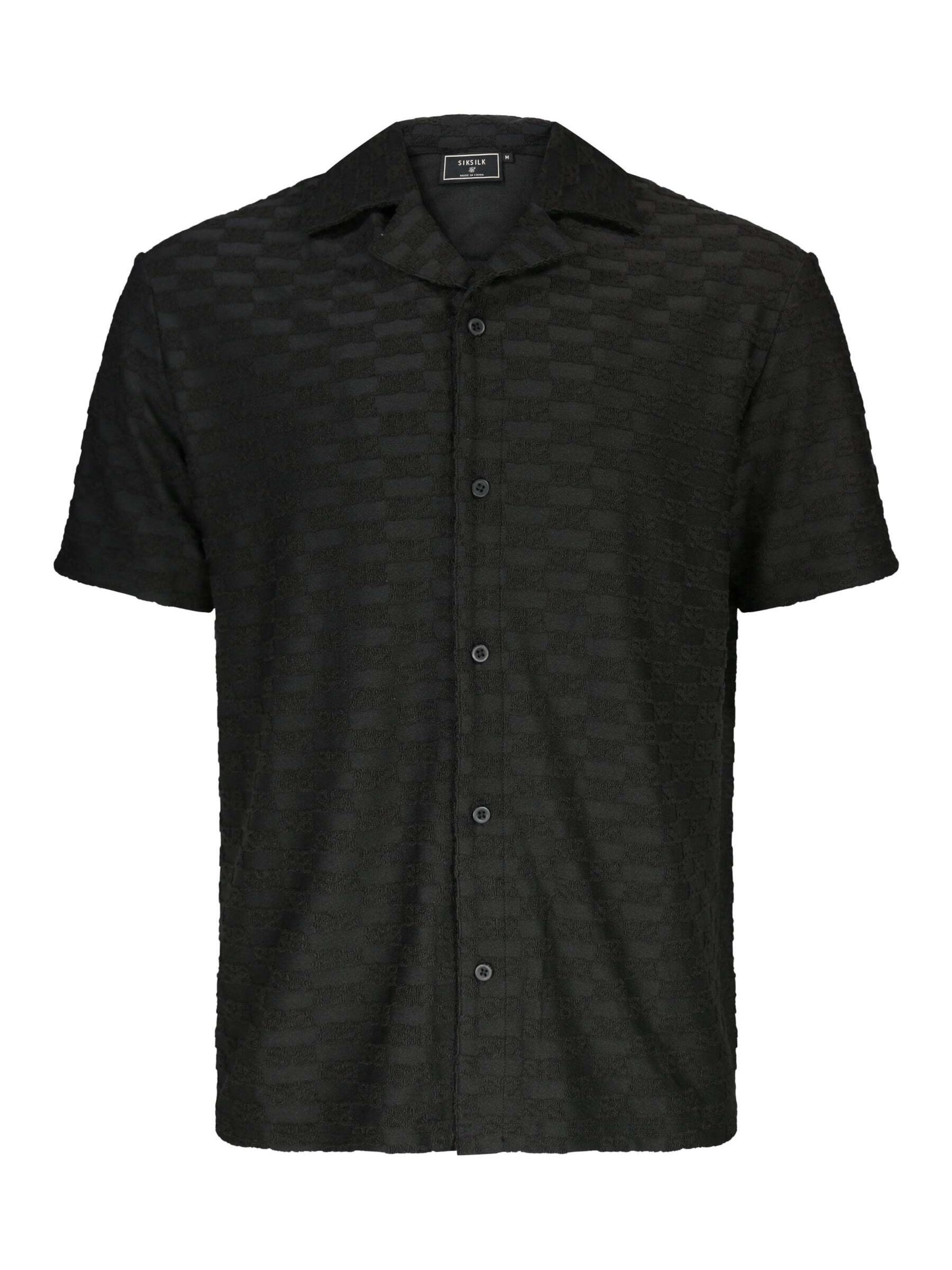 SikSilk Comfort fit Button Up Shirt 'Towelling' in Black