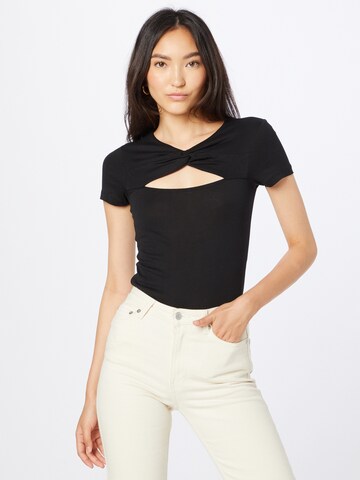 River Island Shirt Bodysuit in Black: front