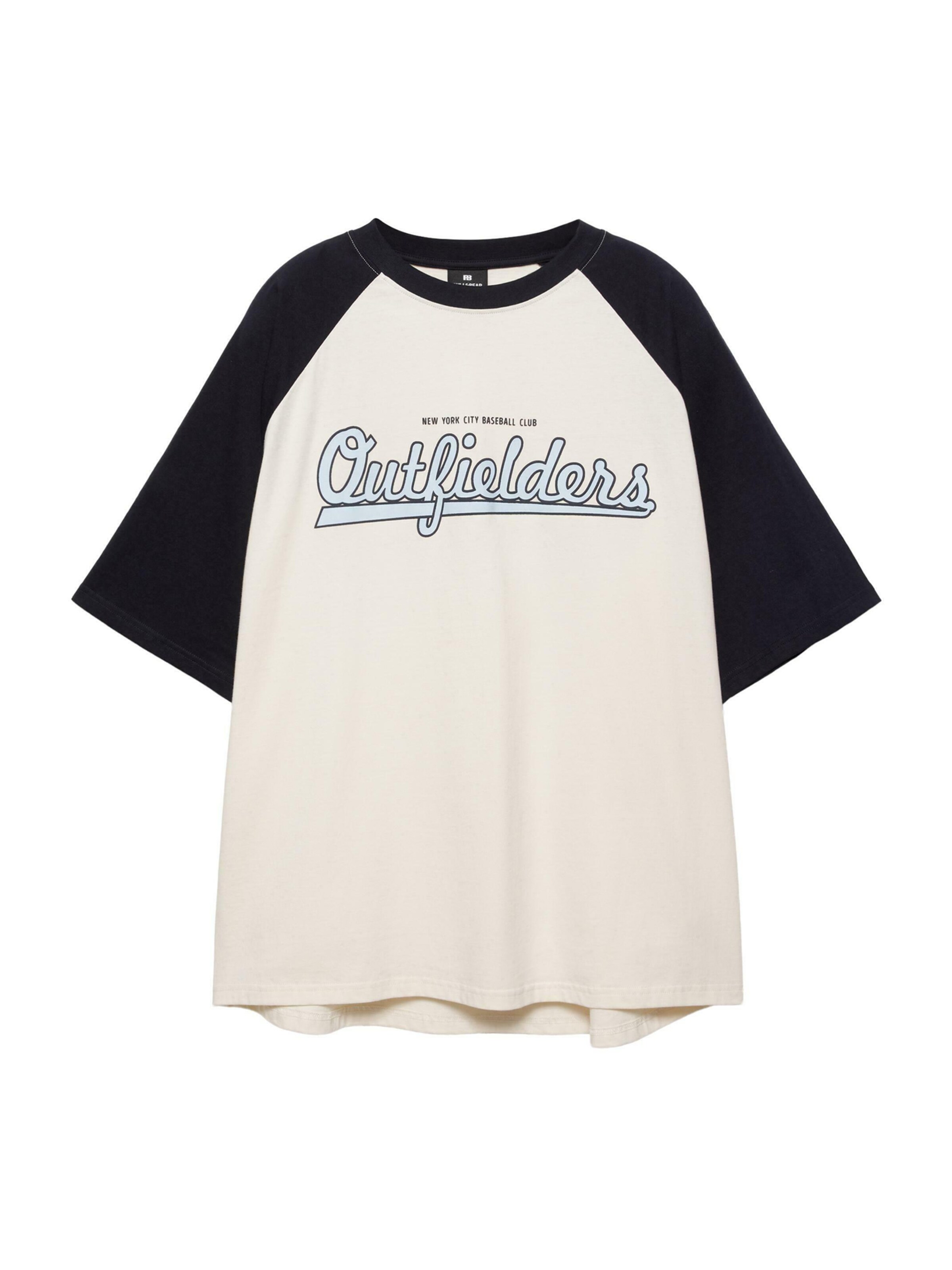 Pull&Bear T-Shirt 'OUTFIELDERS' in pastellblau / schwarz / wollweiß, Produktansicht