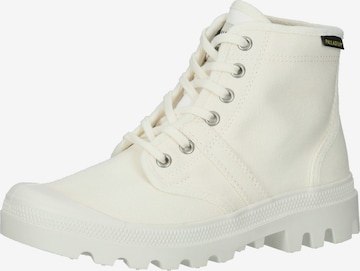 Palladium Lace-Up Ankle Boots in White: front