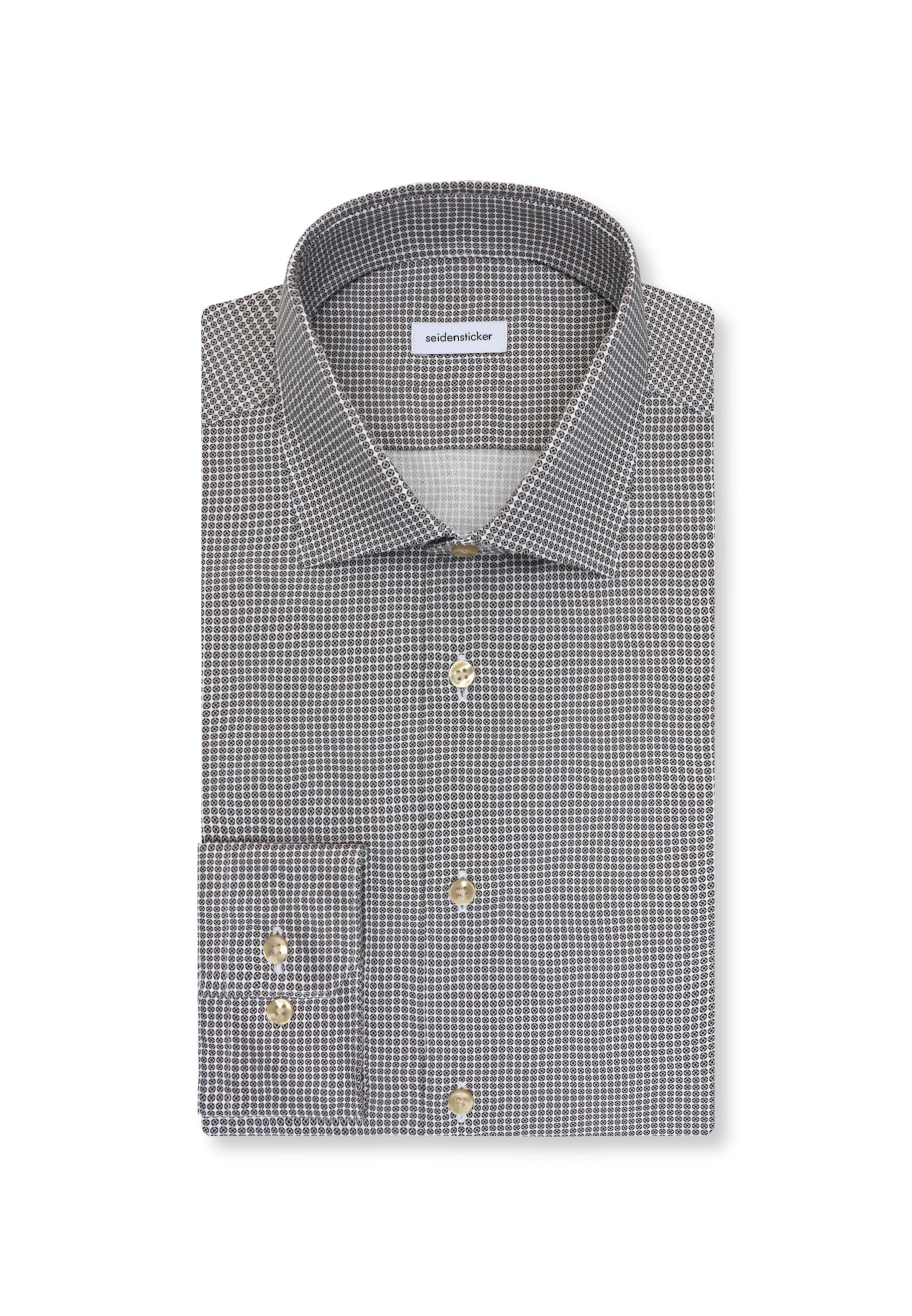 SEIDENSTICKER Slim fit Business shirt ' Schwarze Rose' in Beige