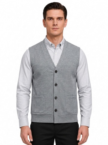 ALLTHEMEN Strickjacke 'Schräglicht' in Grau: Vorderseite