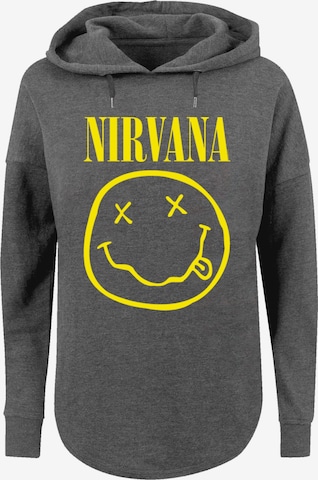 F4NT4STIC Sweatshirt 'Nirvana Rock Band Yellow Happy Face' in Grey: front