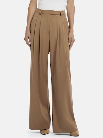 Nicowa Wide leg Pleat-front trousers 'ROSCIWO' in Brown: front
