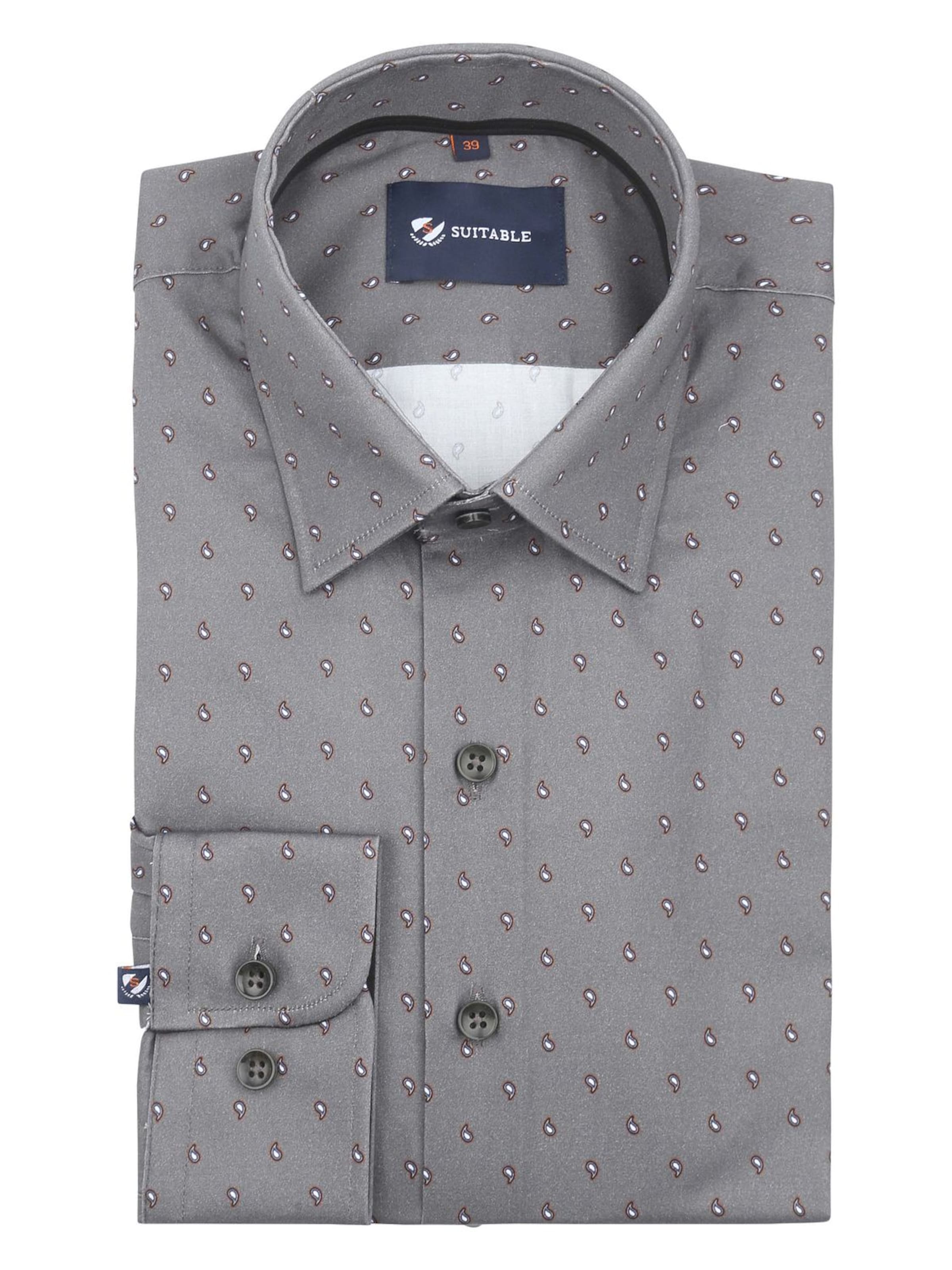 Suitable Slim fit Overhemd in Grijs: voorkant
