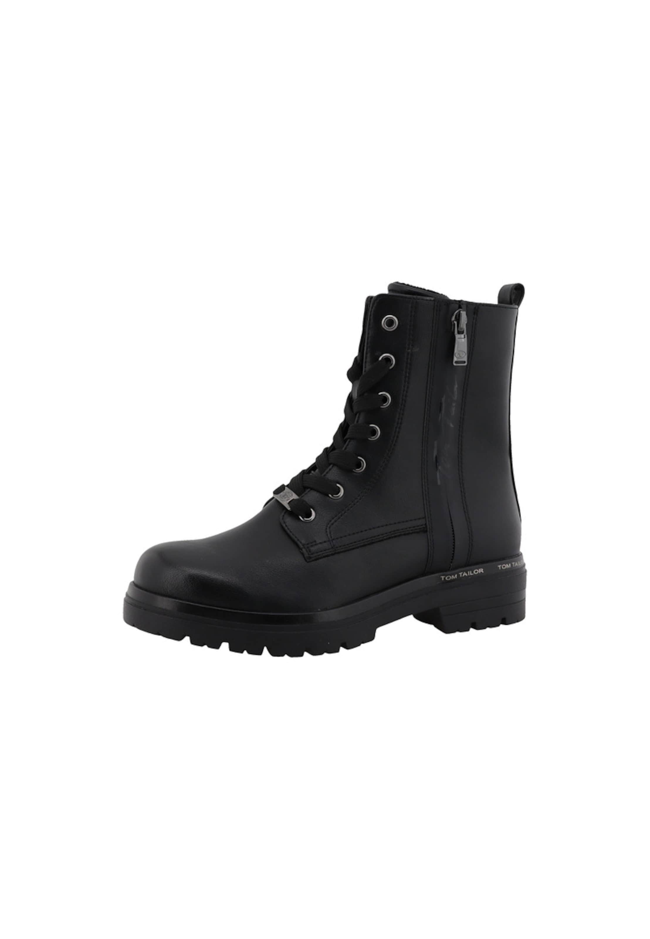 TOM TAILOR Schnürstiefelette in Schwarz: Vorderseite