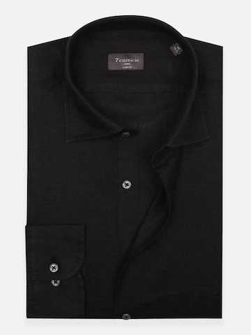 Slim fit Camicia business 'Firenze Essentials Linen Man Shirt Black' di 7Camicie in nero