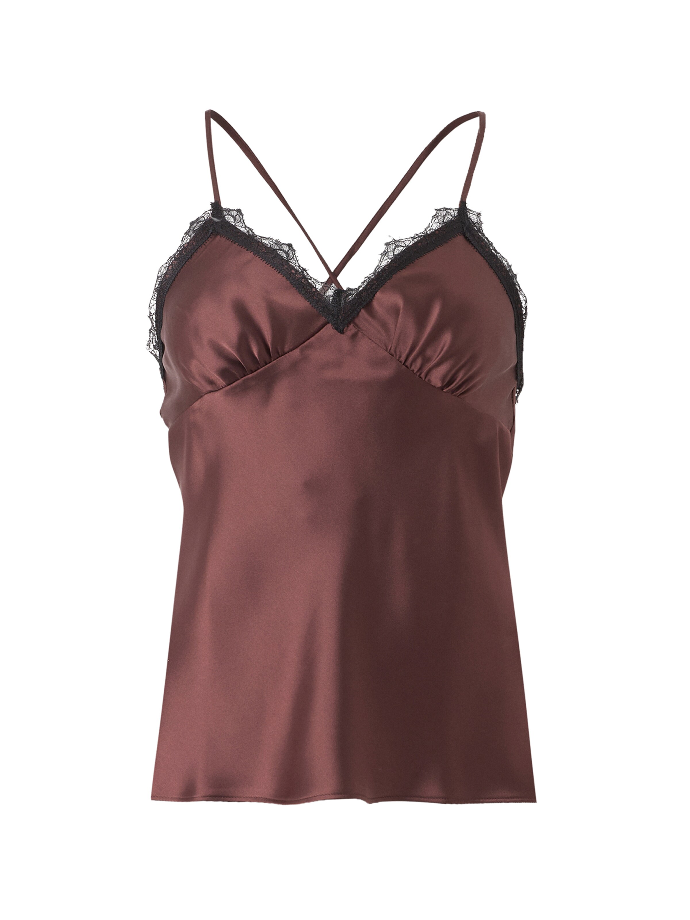 TOPSHOP Top 'NAOMI' v velikosti XS  | čokolada / črna barva, Prikaz izdelka
