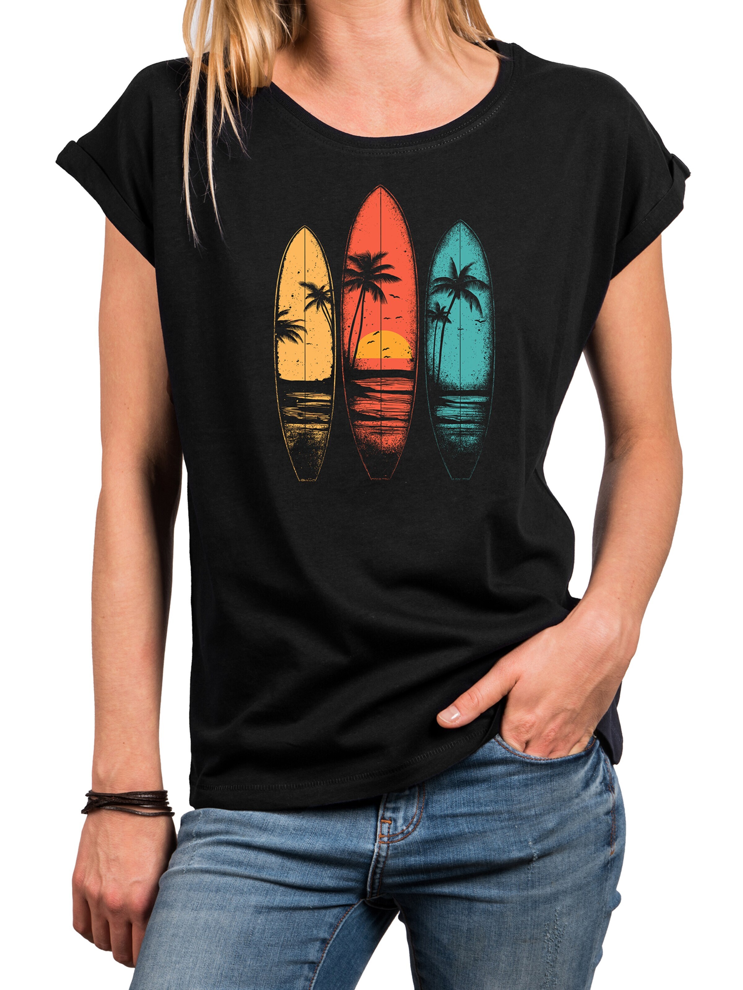 MAKAYA Shirt 'Surfboards' in Black