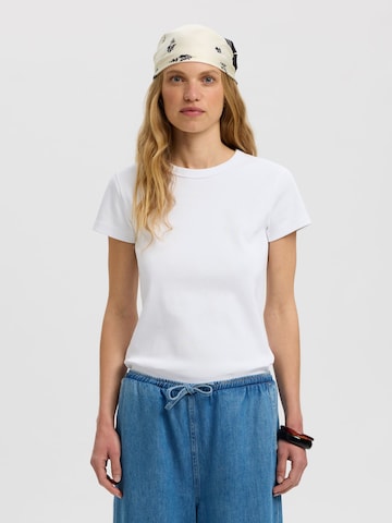 T-shirt SELECTED en blanc : devant