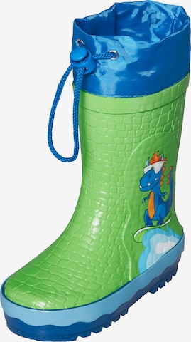 PLAYSHOES Rubber Boots 'Dino' in Green: front