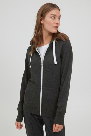 Oxmo Zip-Up Hoodie in Grey: front