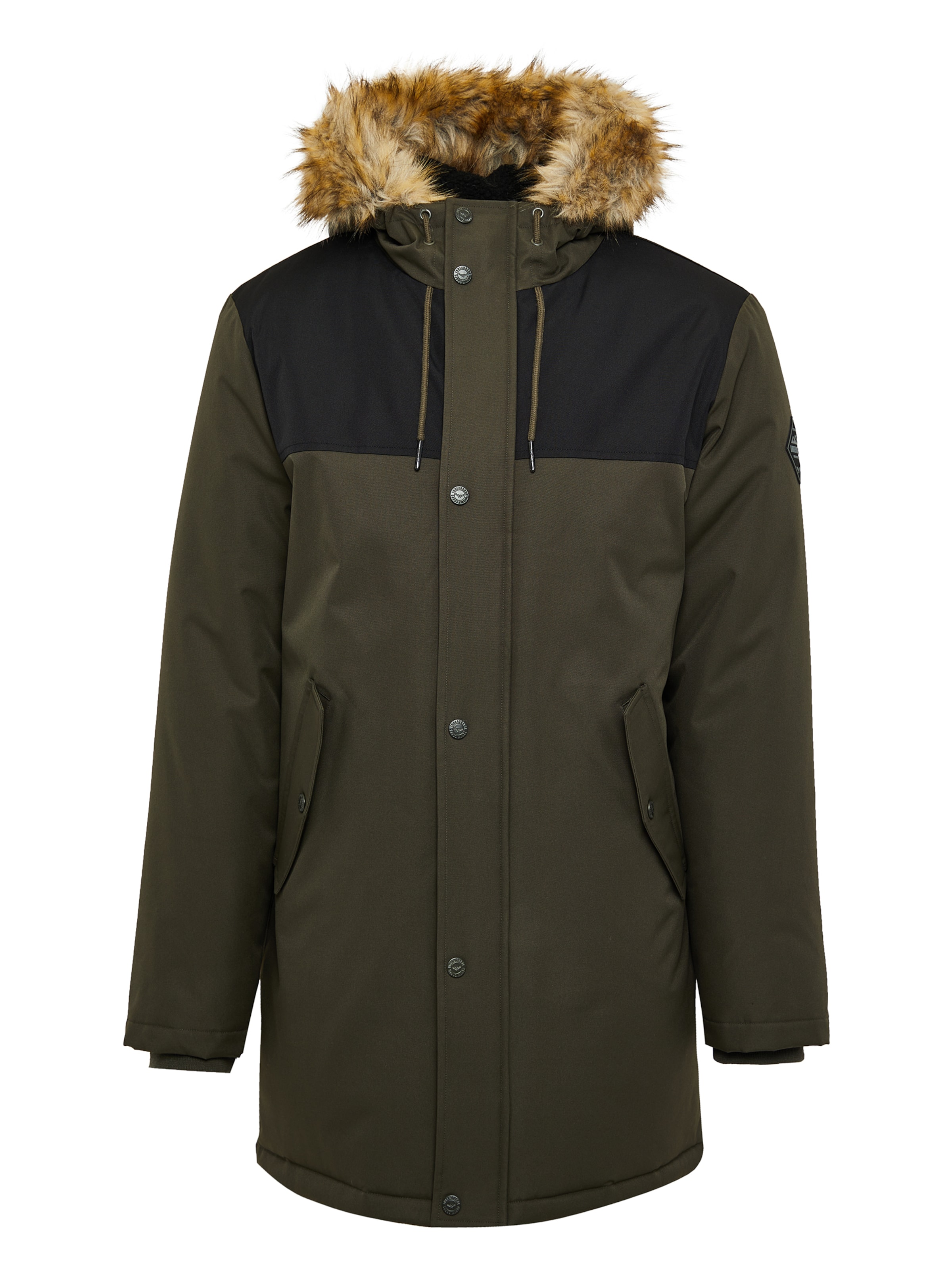 Threadbare Winter Jacket 'Parkston' in Green: front
