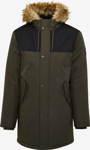 Threadbare Winter Jacket 'Parkston' in Green: front