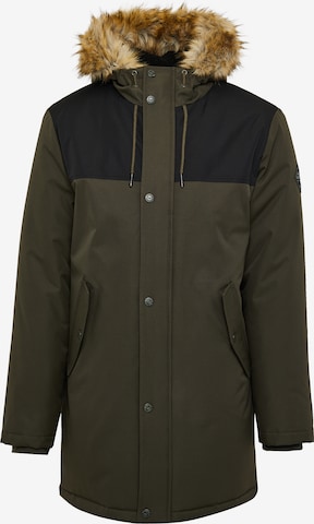 Threadbare Winter Jacket 'Parkston' in Green: front