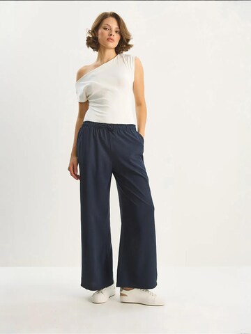 Wide Leg Pantalon Bianco Lucci en bleu