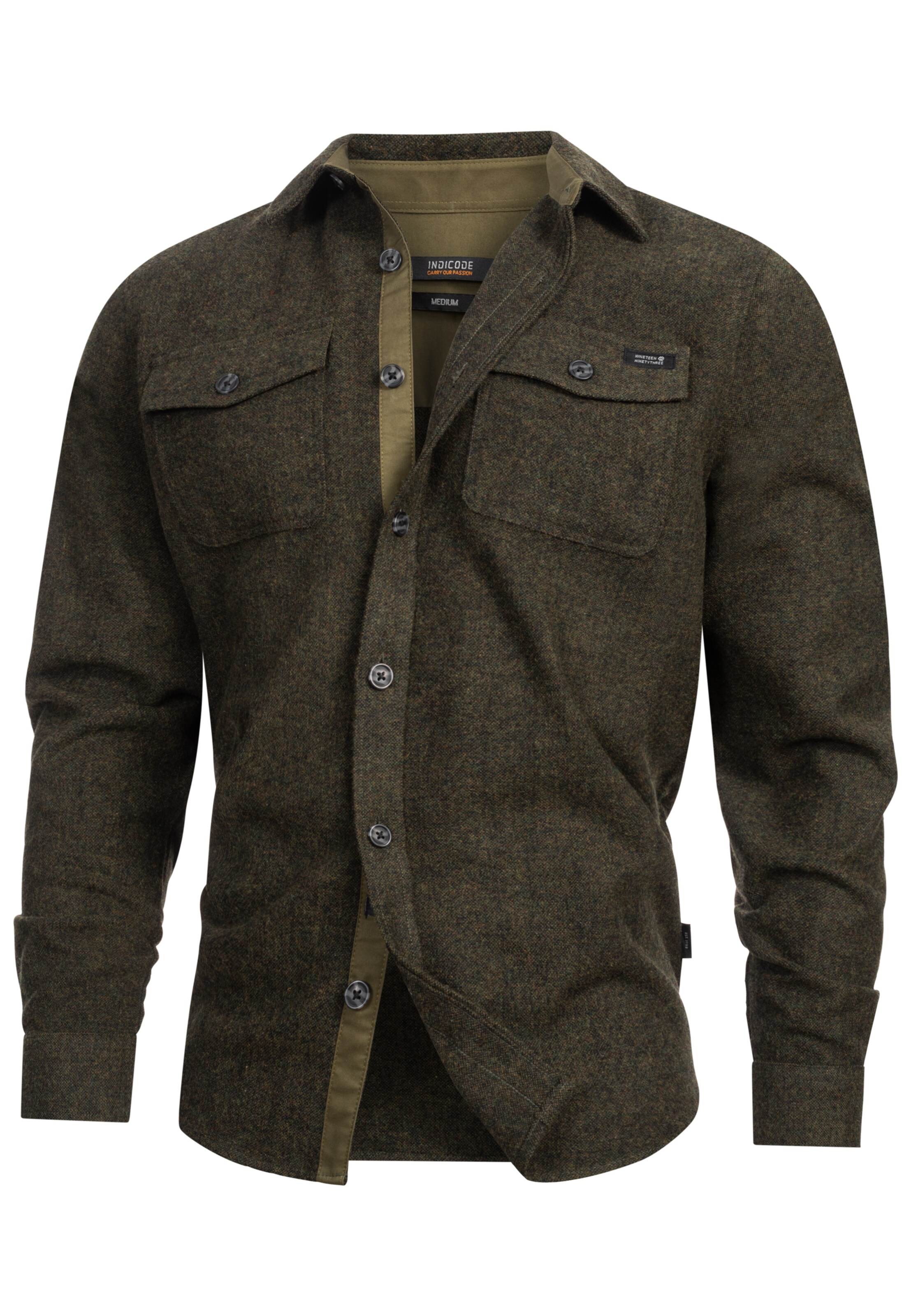 INDICODE JEANS Regular fit Button Up Shirt ' Lui ' in Green: front