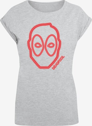 ABSOLUTE CULT T-Shirt 'Deadpool - Neon Head' in graumeliert / hellrot, Produktansicht