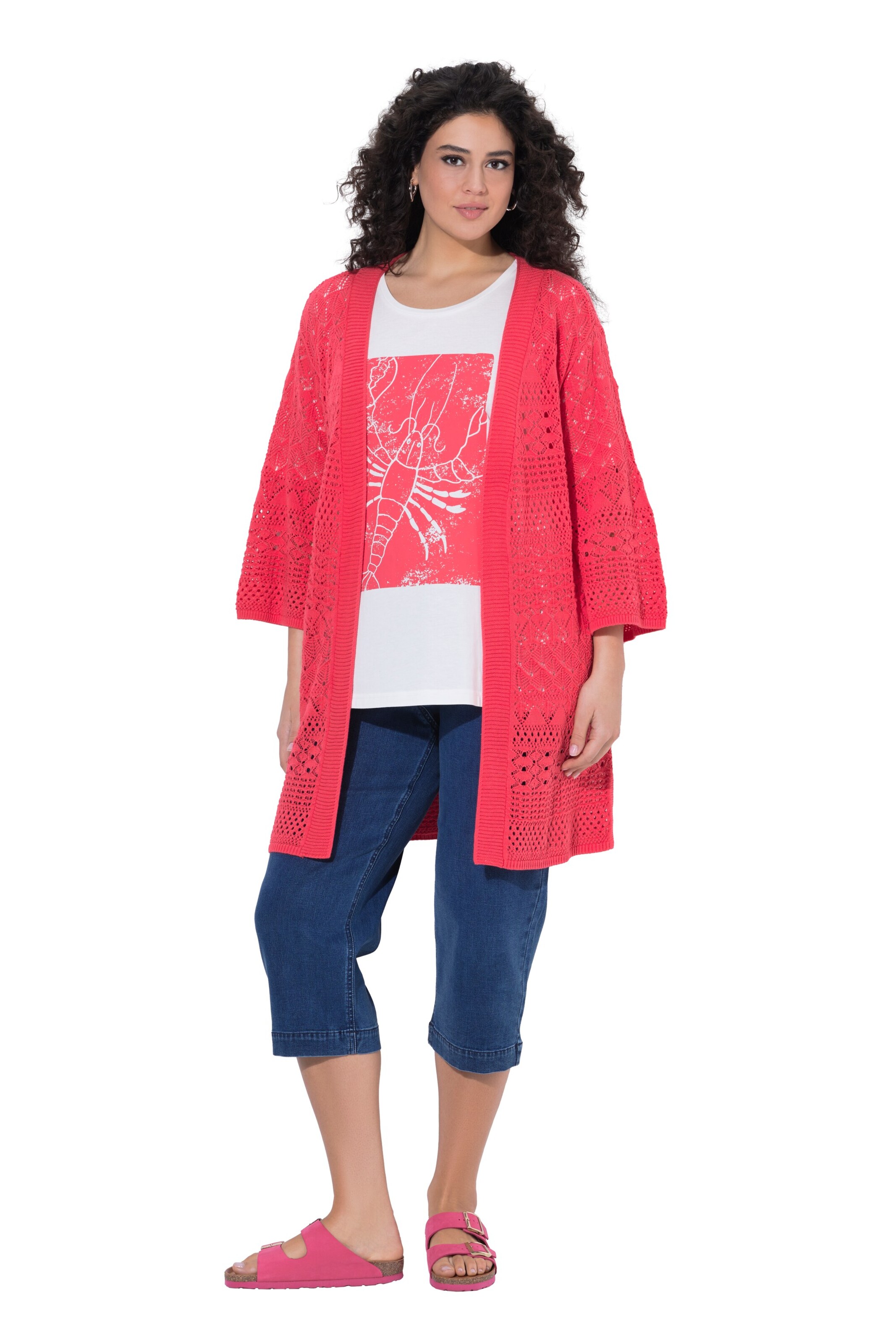 Ulla Popken Knit cardigan in Pink
