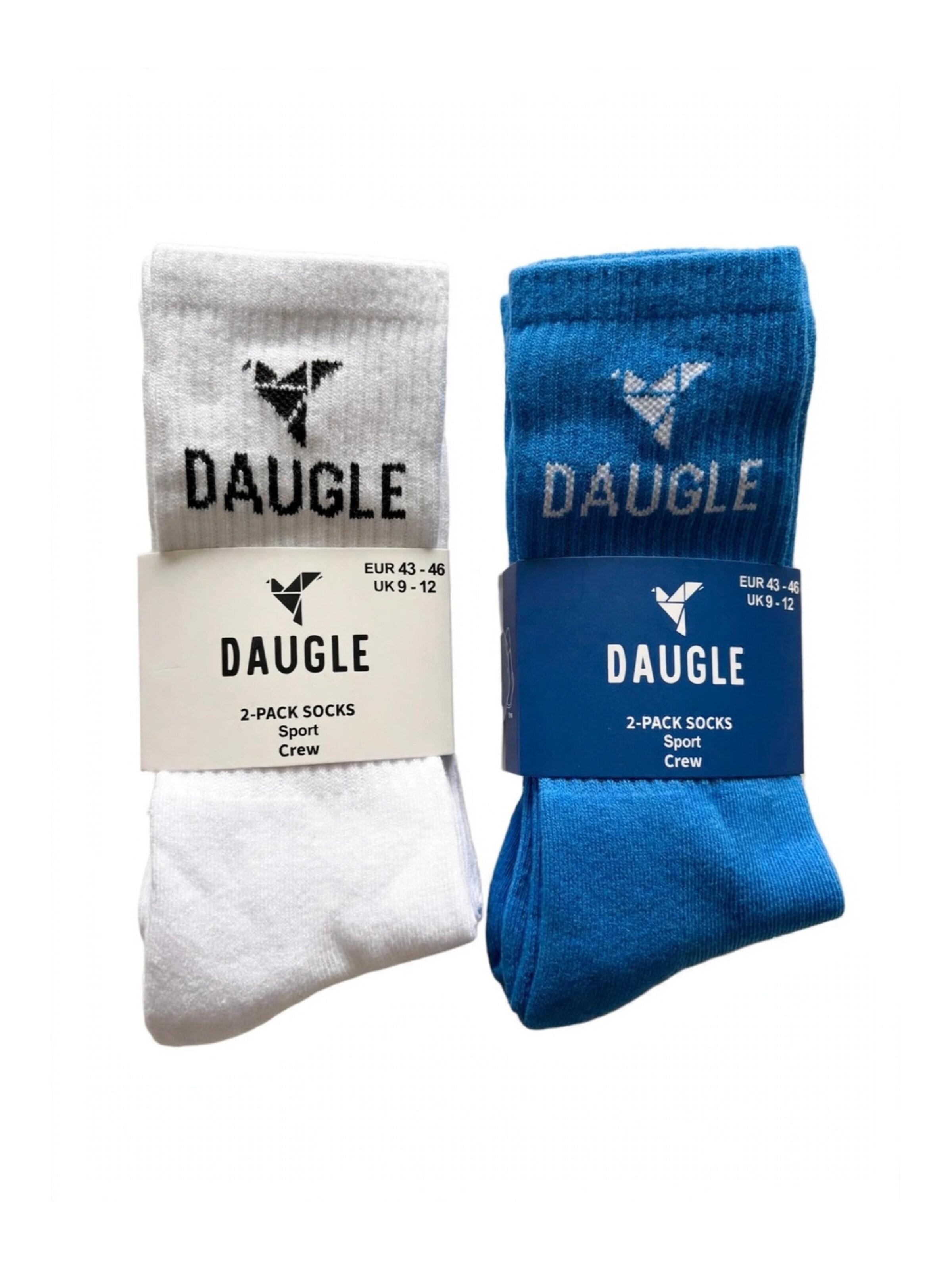 DAUGLE Sports socks 'Daugle Sport Crew Socks 2-Pack (Blue, White)' in Blue