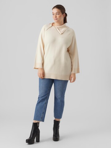 Vero Moda Curve Sweter 'Gold' w kolorze beżowy