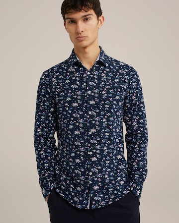 WE Fashion Slim fit Button Up Shirt in Blue: front