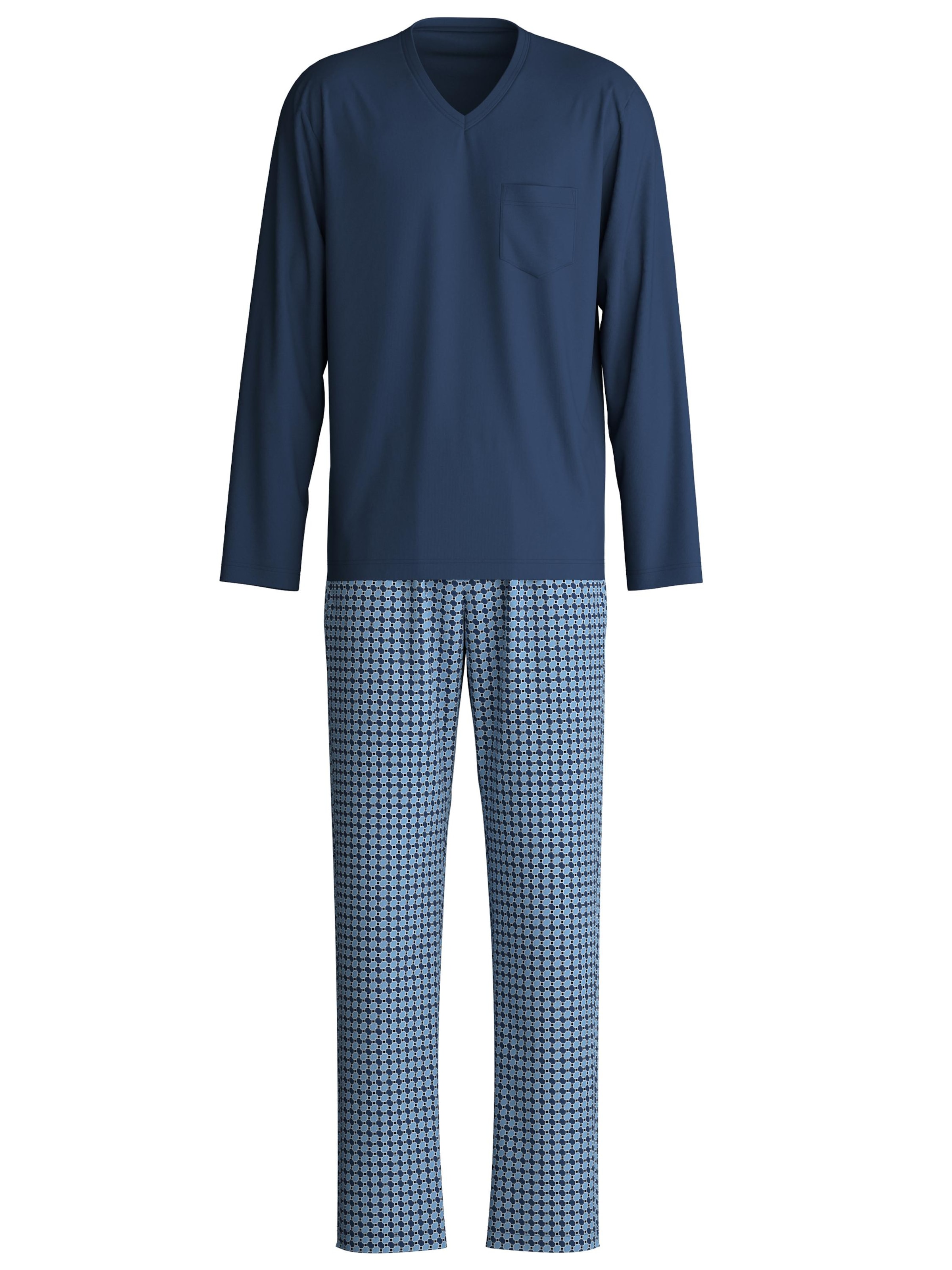 CALIDA Long Pajamas 'Relax Streamline' in Blue: front