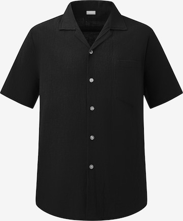 ALLTHEMEN Comfort fit Button Up Shirt 'Flut' in Black: front