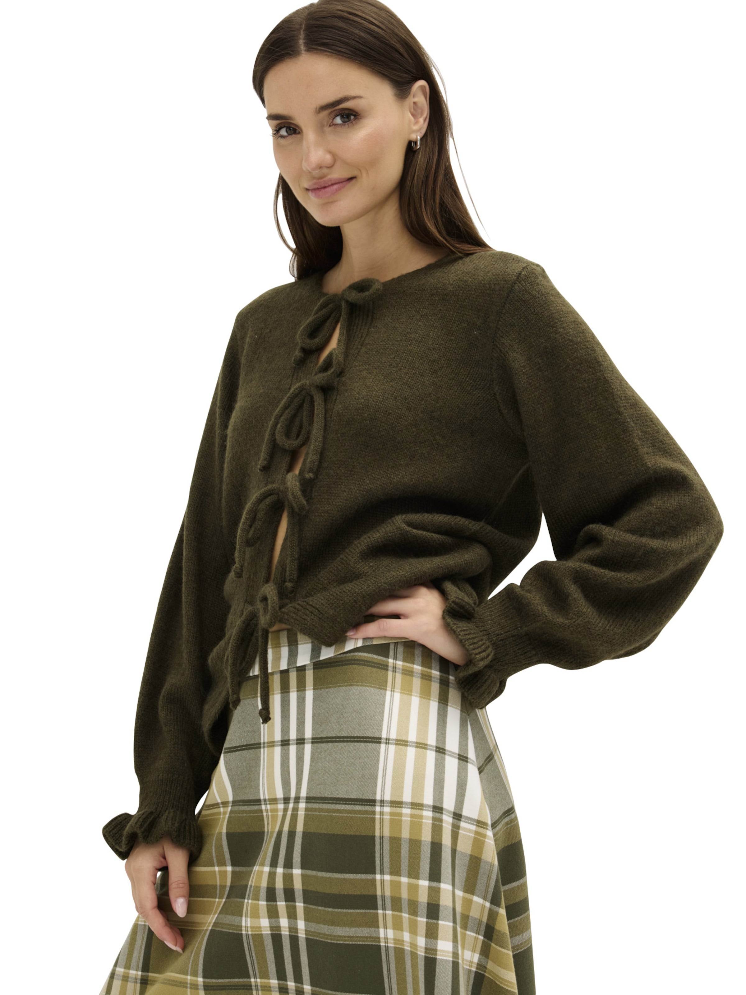 bonprix Gebreid vest in Groen: voorkant