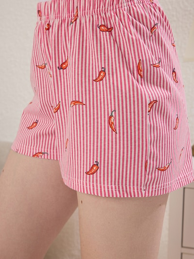 Pižama su šortais iš Trendyol, spalva – žalia / tamsiai rožinė / raudona / balta, Prekių apžvalga