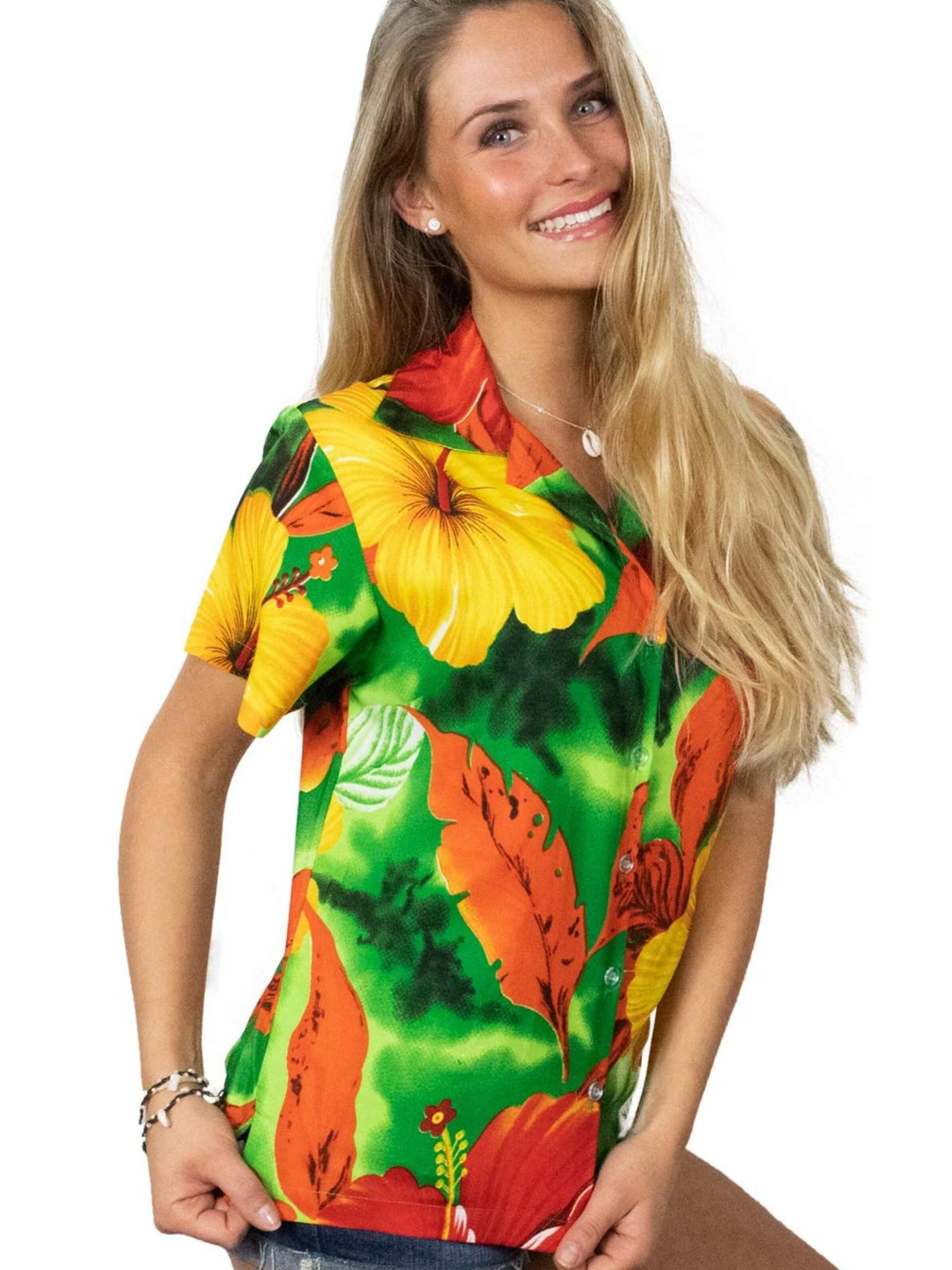 Camicia da donna 'Big Flower' di King Kameha in verde