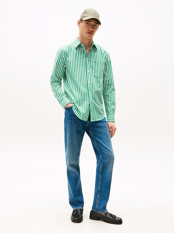 TOMMY HILFIGER Regular fit Button Up Shirt 'FLEX' in Green