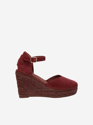 Alhamas Slingpumps 'Alpargata Cuña 10 cm Ante' in Rood: voorkant