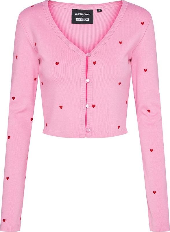 UNFOLLOWED x ABOUT YOU Strickjacke 'CHARMING' in Pink