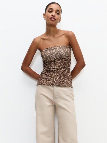Pull&Bear Top | rjava barva: sprednja stran