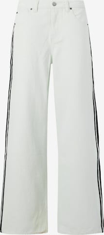 balta ADIDAS ORIGINALS Plačios klešnės Džinsai 'FIREBIRD': priekis