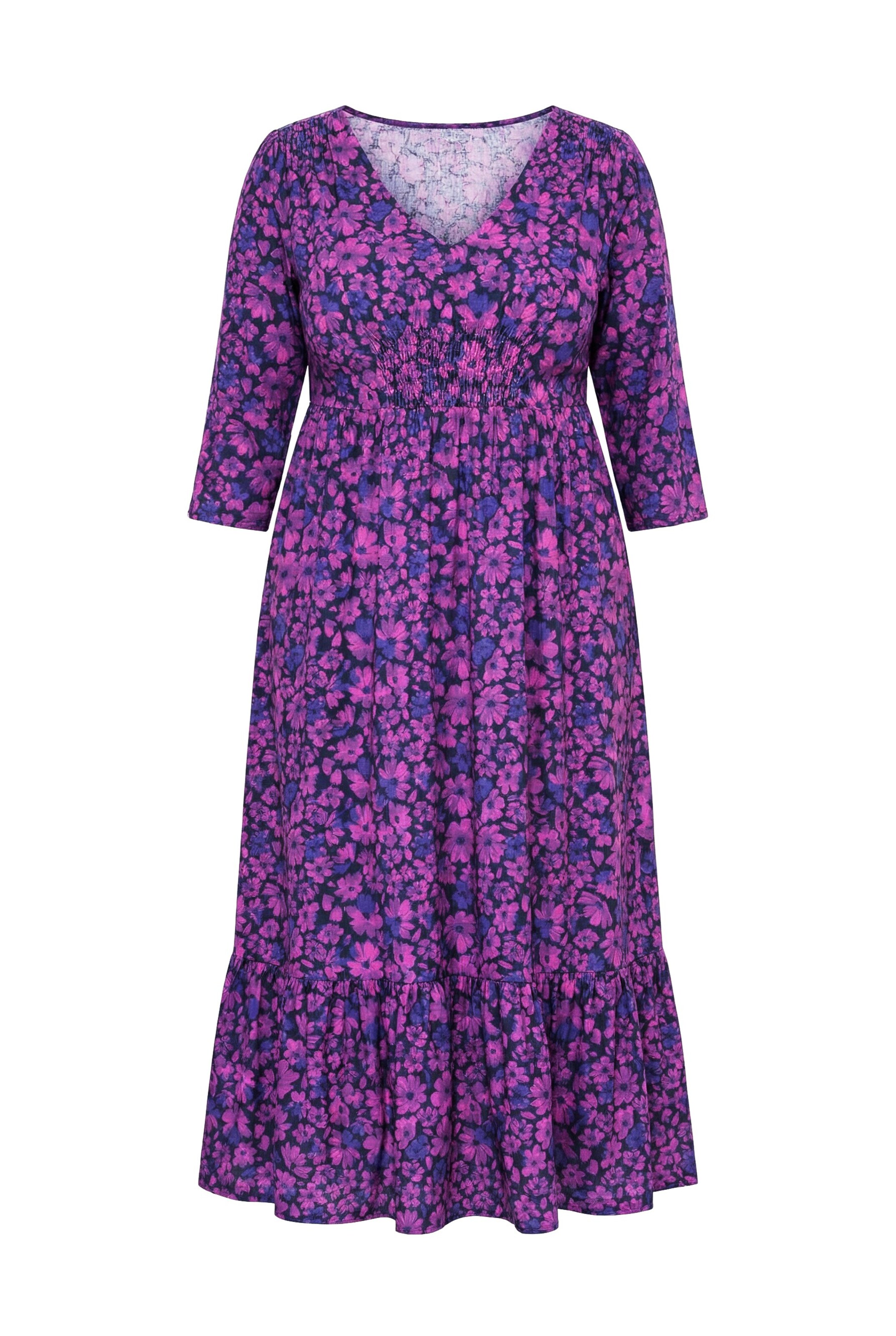 Ulla Popken Jurk in 42-44 in de kleur Blauw / Lila gemêleerd / Fuchsia, Productweergave