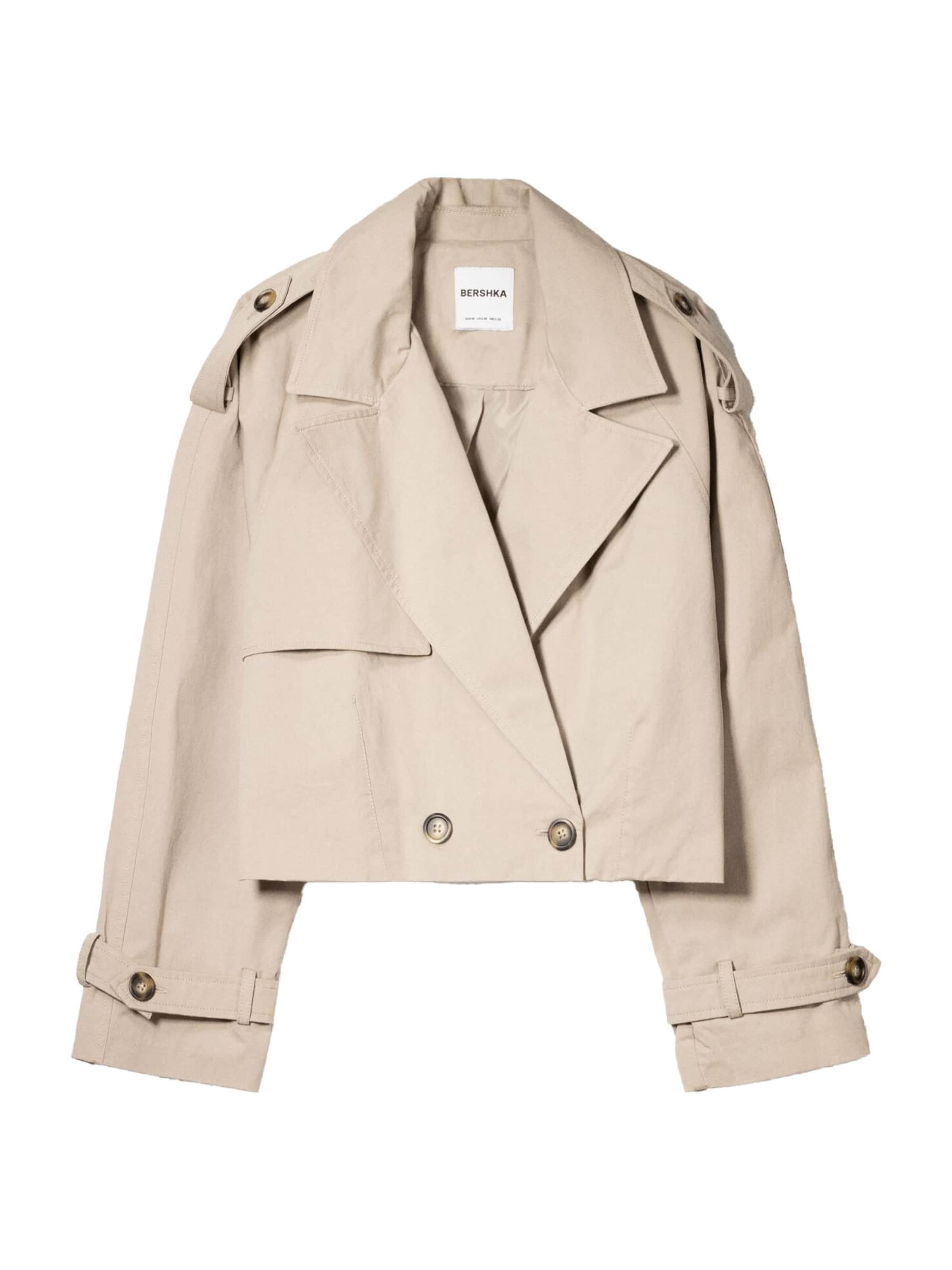 Bershka Veste mi-saison en beige foncé, Vue avec produit