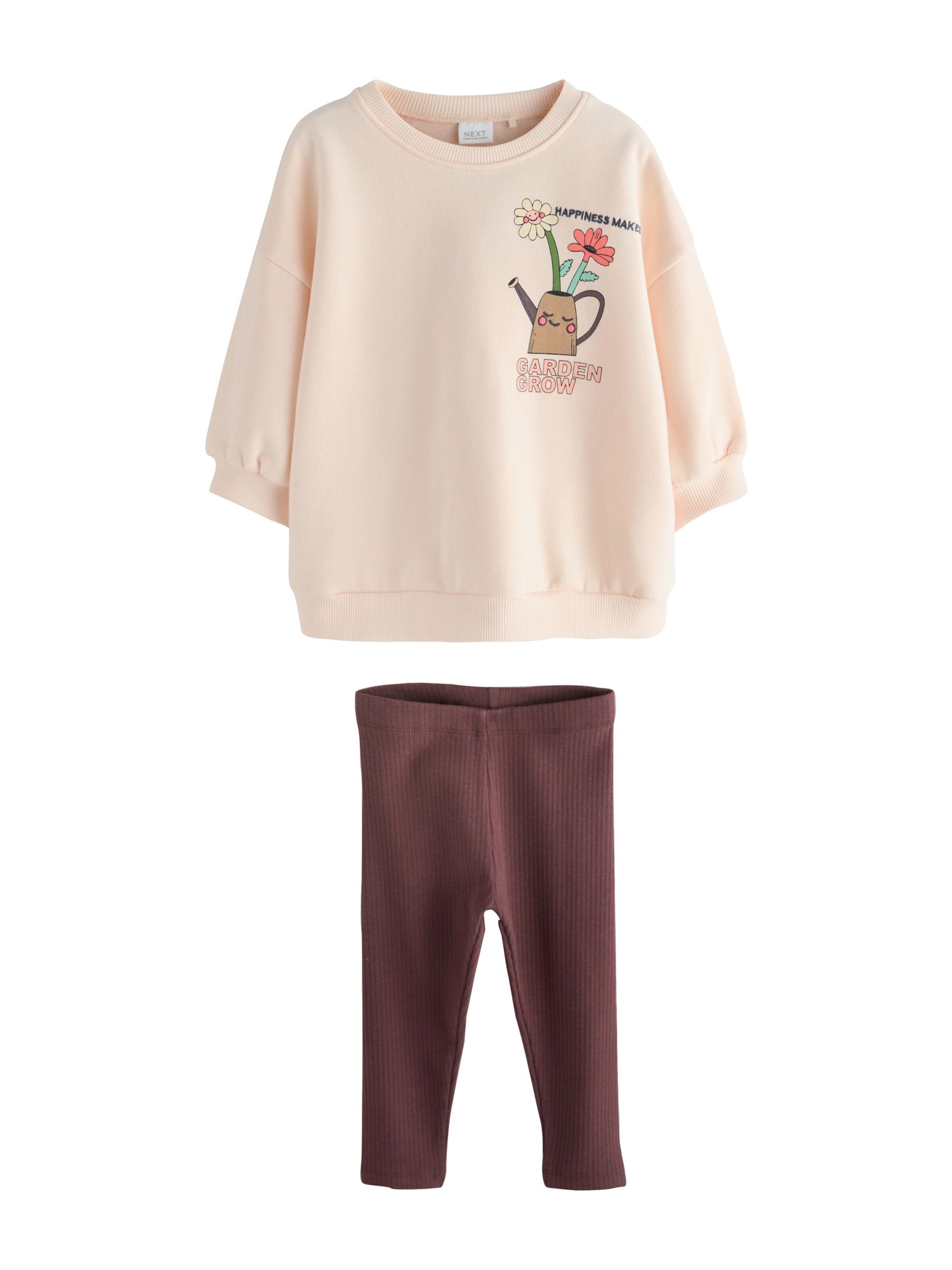 Next Set: Sweatshirts und Leggings in Beige: Vorderseite