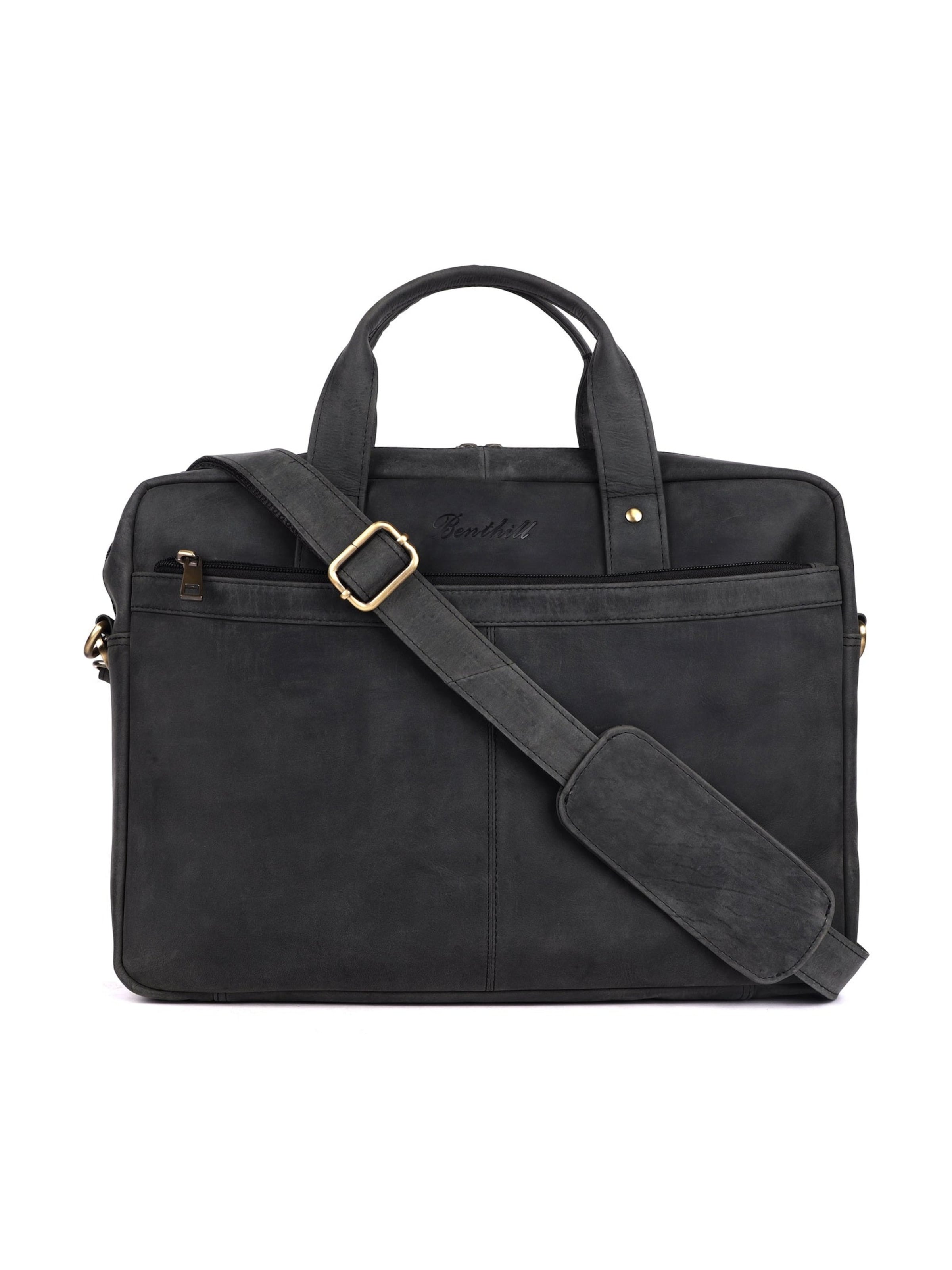 Benthill Laptop Bag in Black: front