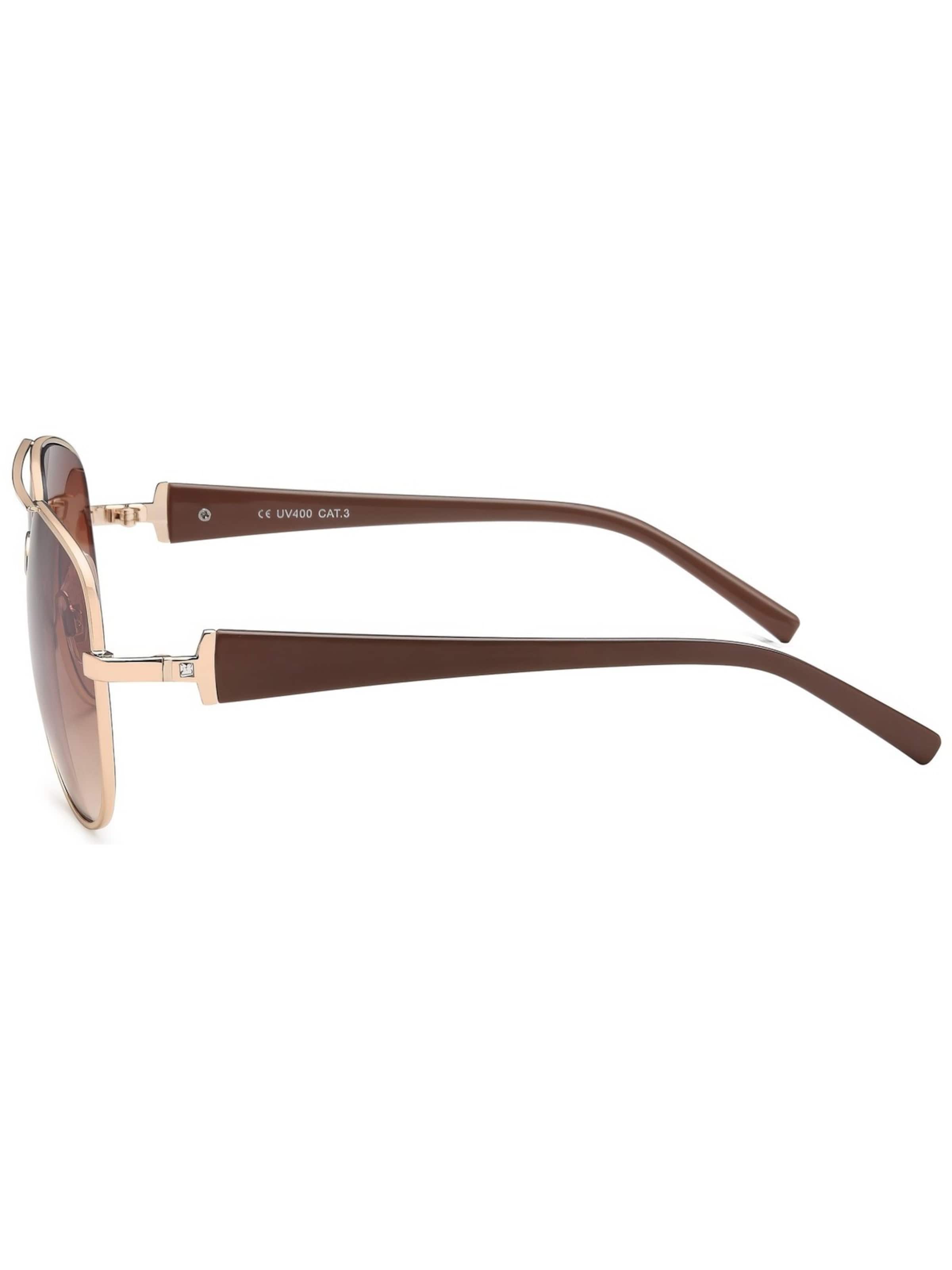 styleBREAKER Sunglasses 'Pilotenbrille mit Strass | Edle Fliegerbrille' in Brown