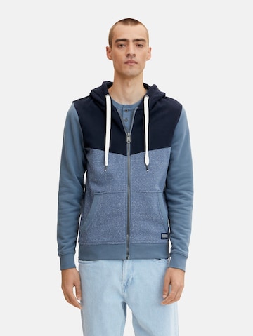 TOM TAILOR Zip-Up Hoodie in Blue: front