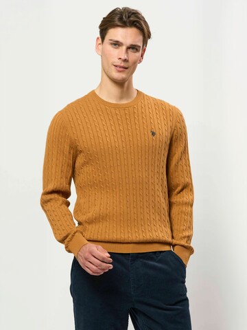 U.S. POLO ASSN. Sweter ' UMMads ' w kolorze brązowy: przód