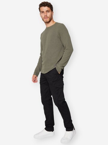 Threadbare Slimfit lange Cargohose 'Battle Drill' in Schwarz